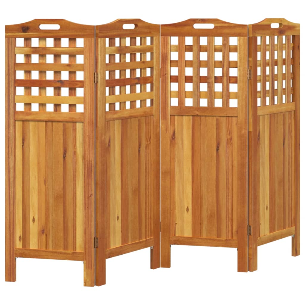 Cloison de séparation 4 panneaux 162x2x115 cm Bois d'acacia