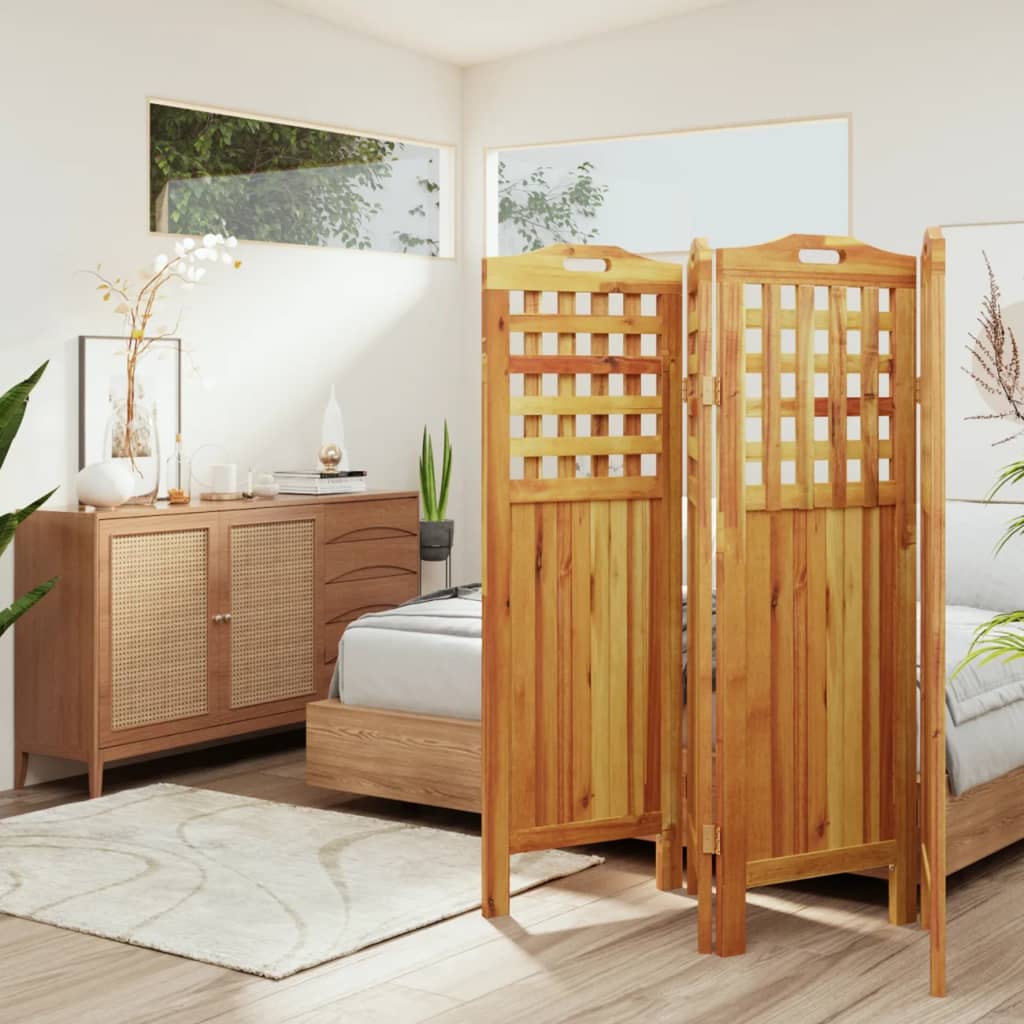 Cloison de séparation 4 panneaux 162x2x115 cm Bois d'acacia