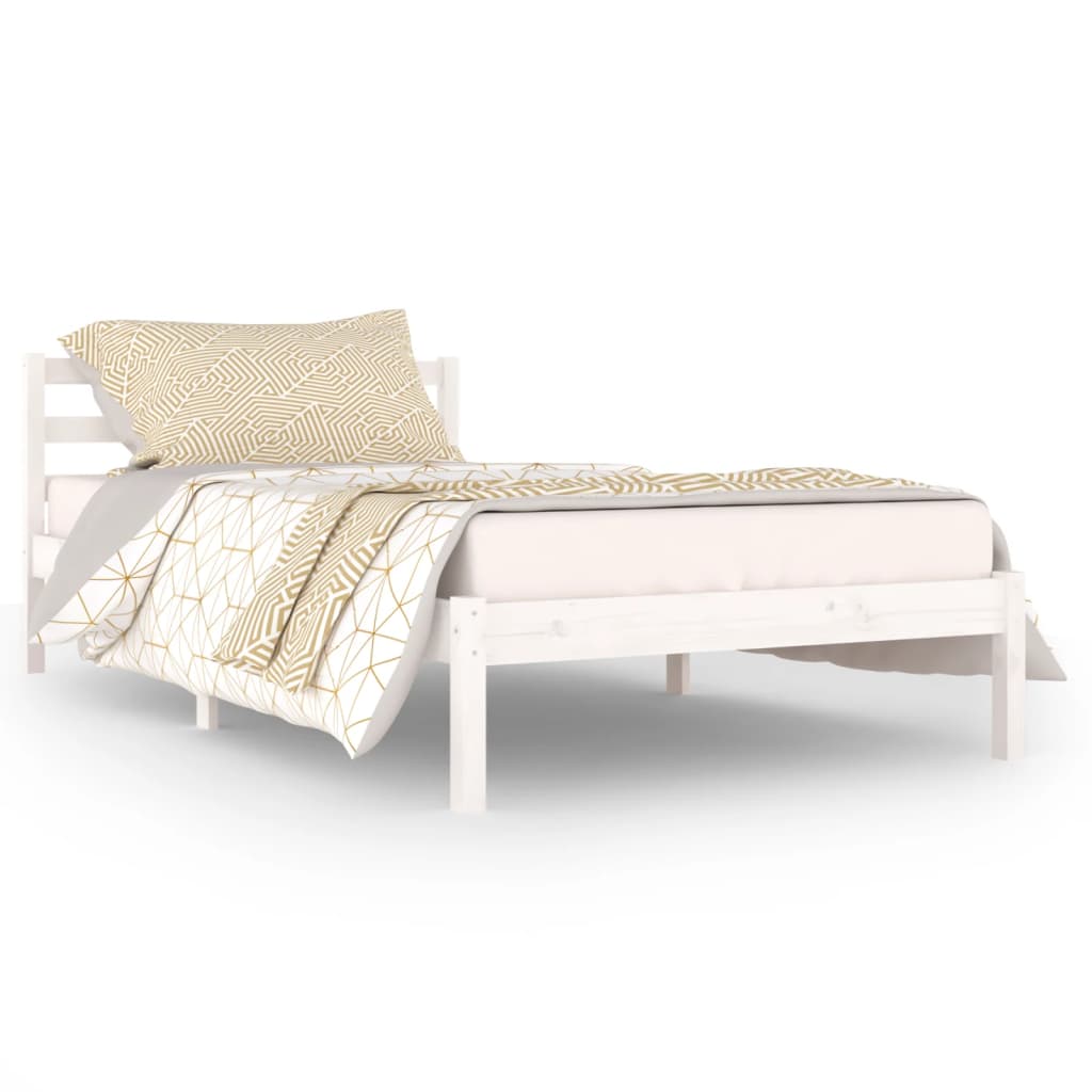 Cadre de lit sans matelas bois de pin massif 100x200 cm blanc - XIOS