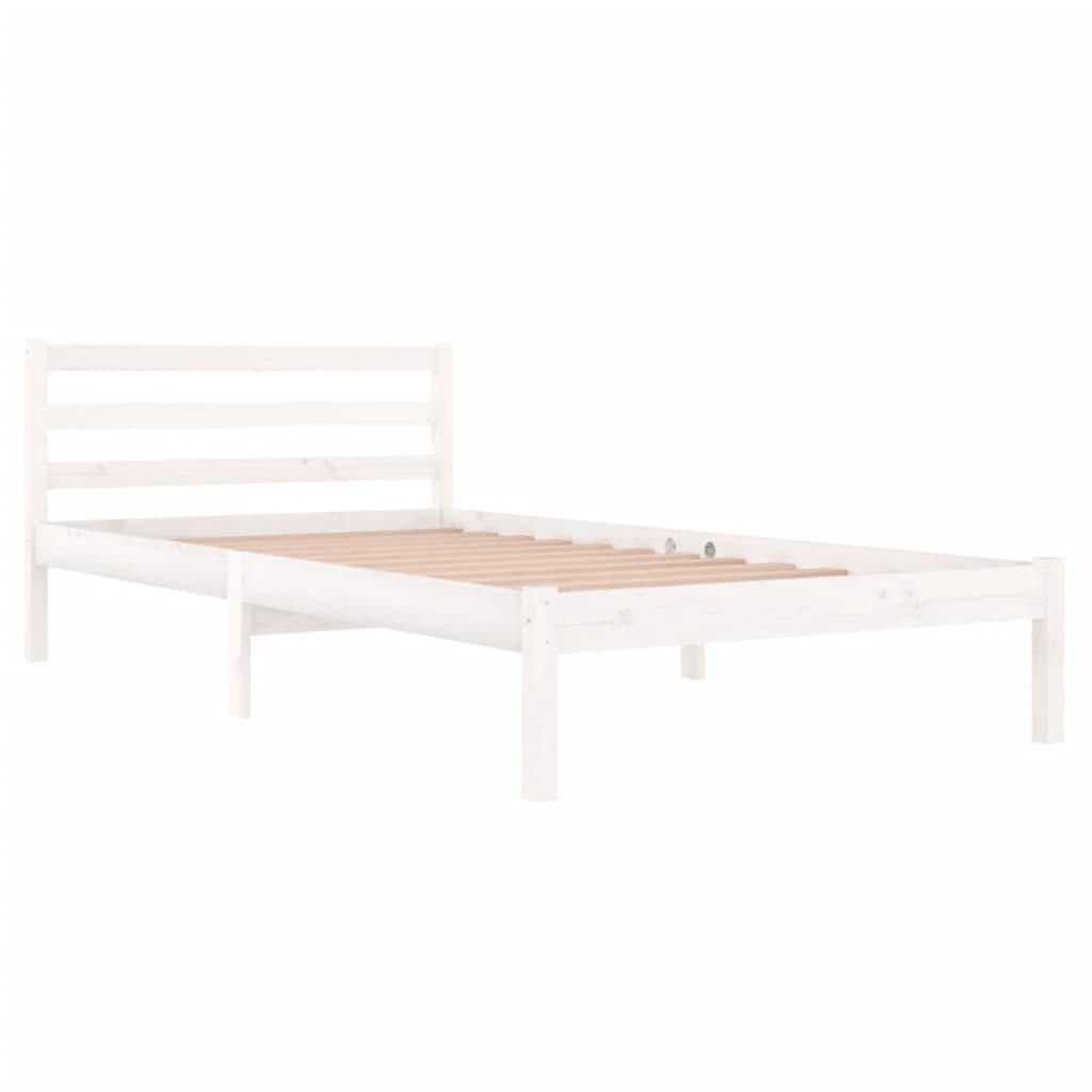 Cadre de lit sans matelas bois de pin massif 100x200 cm blanc - XIOS