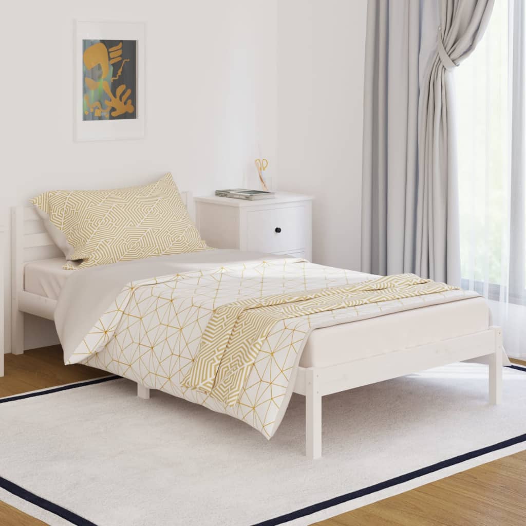 Cadre de lit sans matelas bois de pin massif 100x200 cm blanc - XIOS