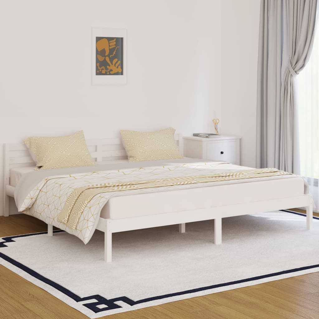 Cadre de lit sans matelas bois massif de pin 200x200 cm blanc - XIOS
