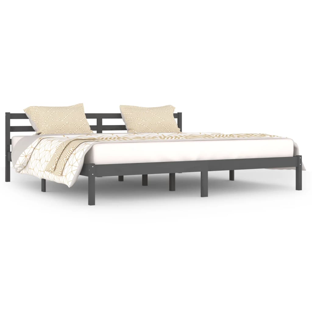 Cadre de lit sans matelas bois massif de pin 200x200 cm gris - XIOS