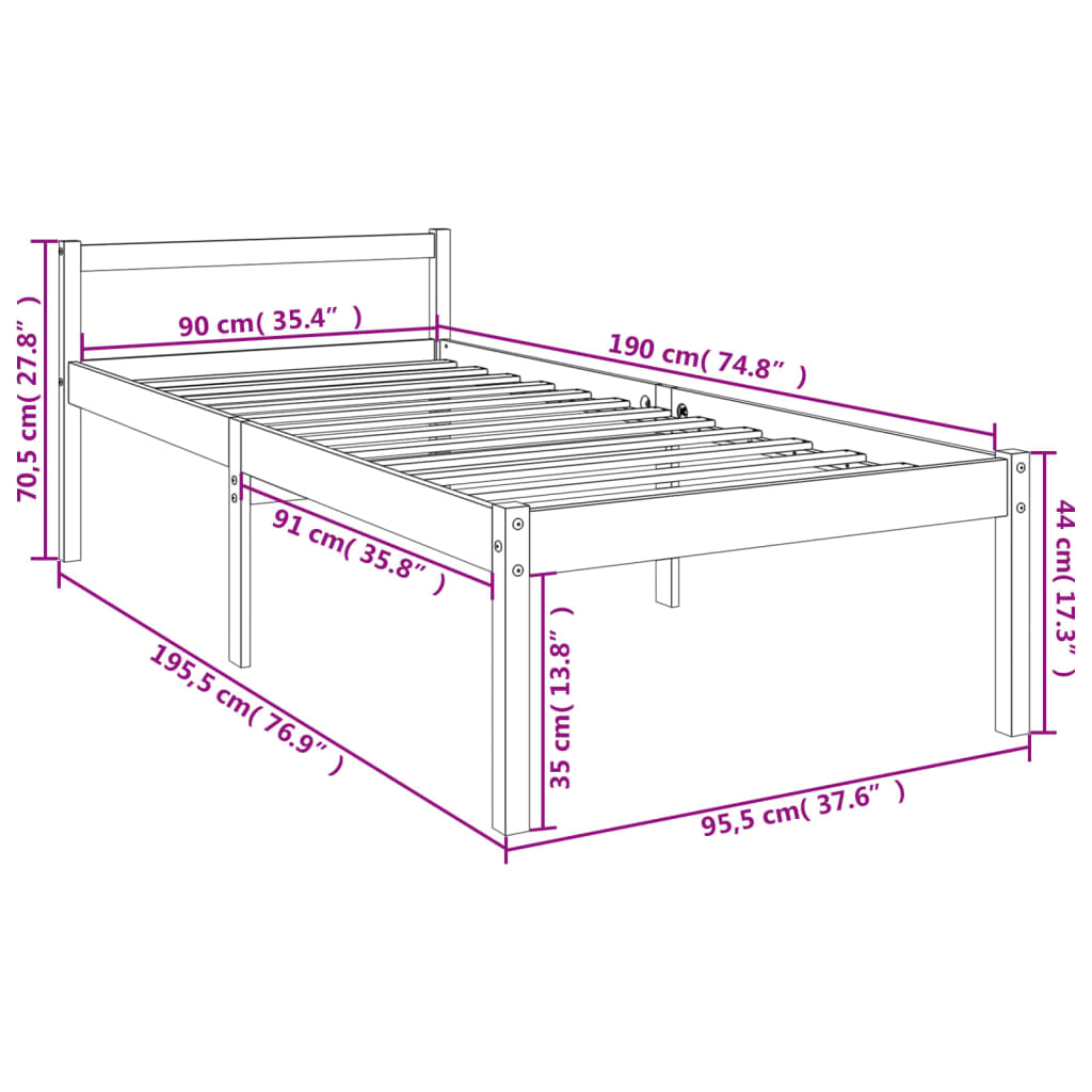 Lit pour personne âgée sans matelas blanc 90x190 cm - XIOS