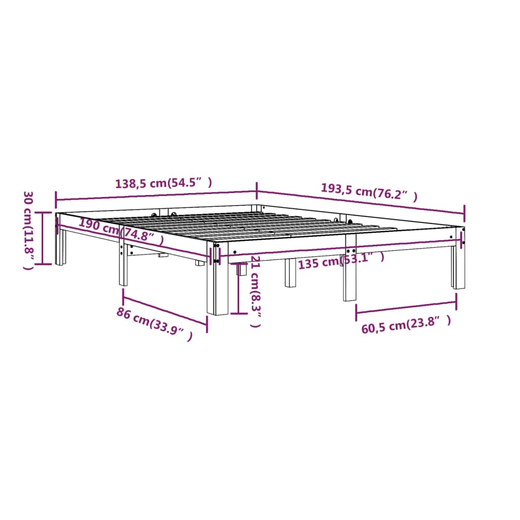 Cadre de lit sans matelas blanc 135x190 cm - XIOS