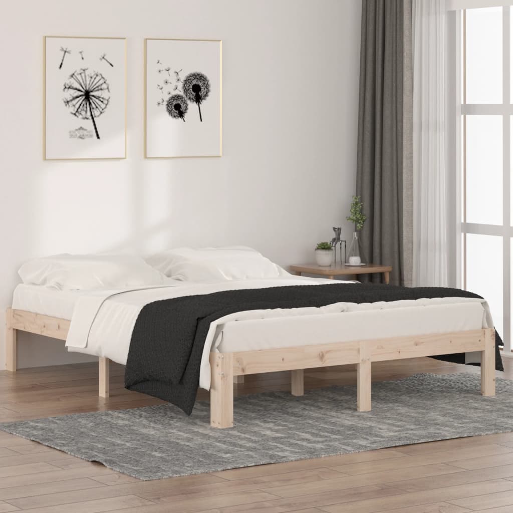 Cadre de lit sans matelas bois de pin massif 140x190 cm - XIOS