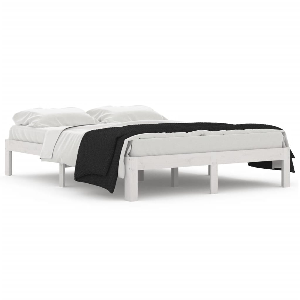 Cadre de lit sans matelas blanc bois de pin massif 140x190 cm - XIOS