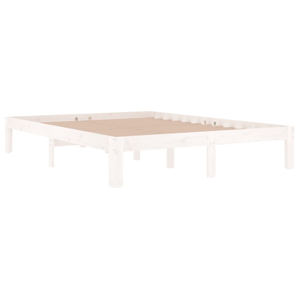 Cadre de lit sans matelas blanc bois de pin massif 140x190 cm - XIOS