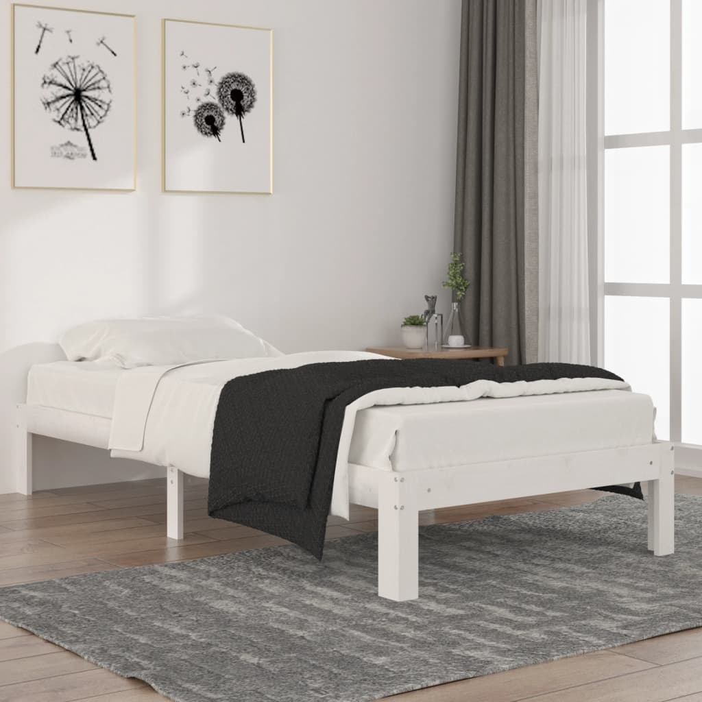 Cadre de lit sans matelas blanc bois de pin massif 90x200 cm - XIOS