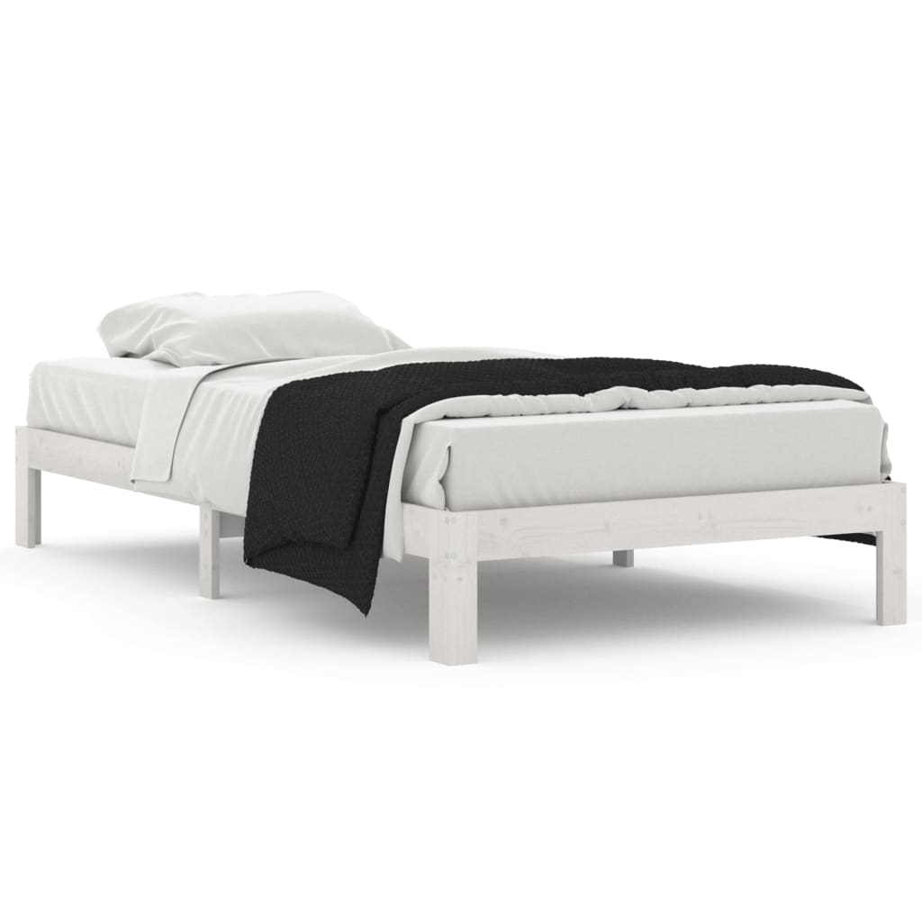 Cadre de lit sans matelas blanc bois de pin massif 100x200 cm - XIOS