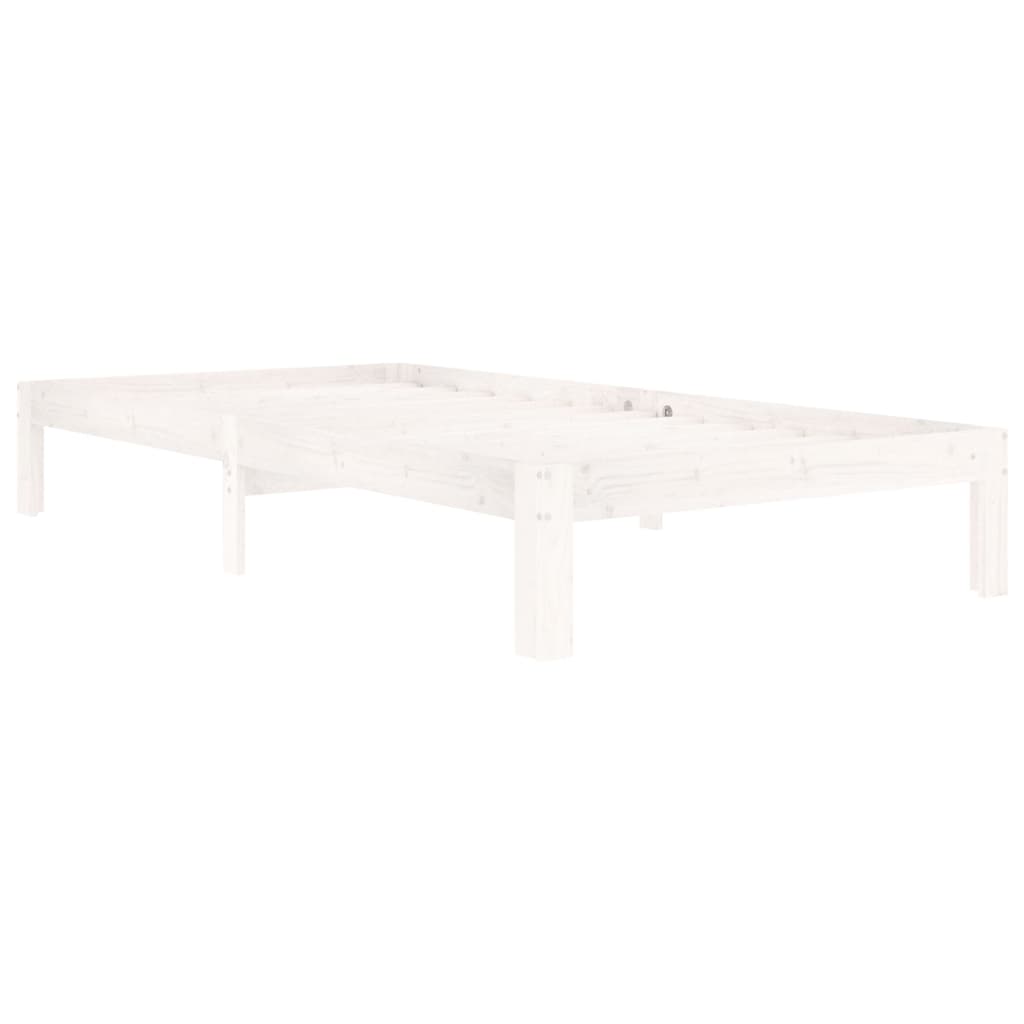 Cadre de lit sans matelas blanc bois de pin massif 100x200 cm - XIOS