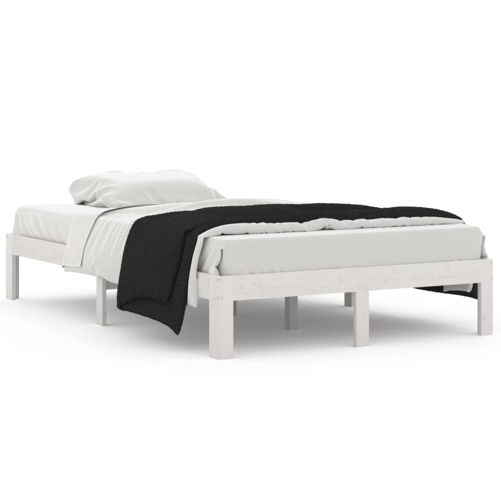 Cadre de lit sans matelas blanc bois de pin massif 120x200 cm - XIOS