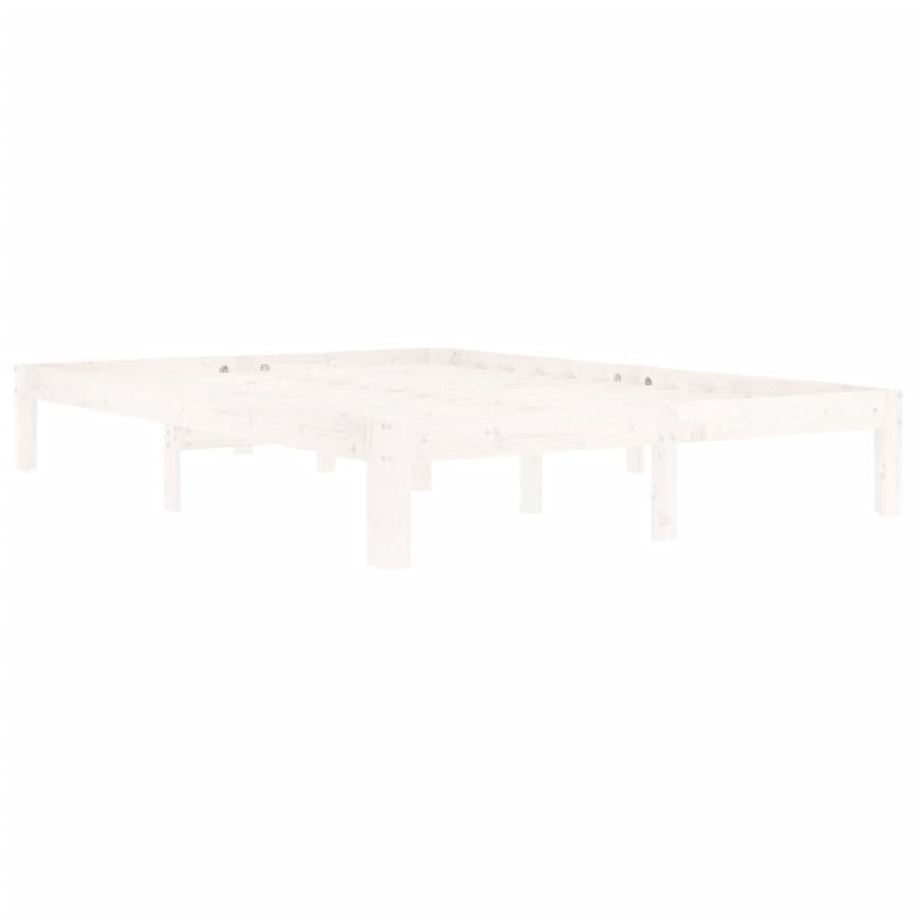Cadre de lit sans matelas blanc bois de pin massif 140x200 cm - XIOS