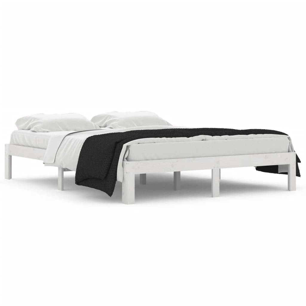 Cadre de lit sans matelas blanc bois massif 150x200 cm - XIOS