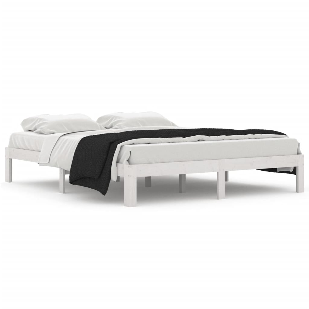 Cadre de lit sans matelas blanc bois de pin massif 160x200 cm - XIOS