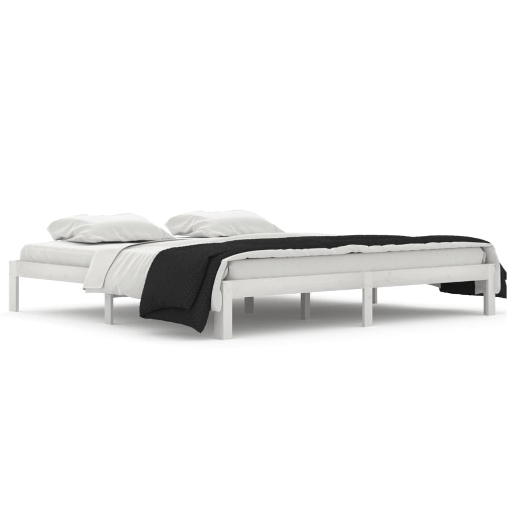 Cadre de lit sans matelas blanc bois massif de pin 200x200 cm - XIOS