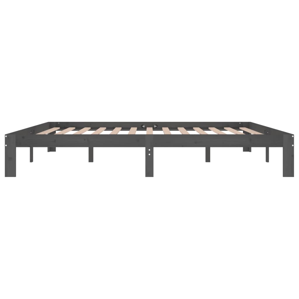 Cadre de lit sans matelas bois massif de pin gris 200x200 cm - XIOS