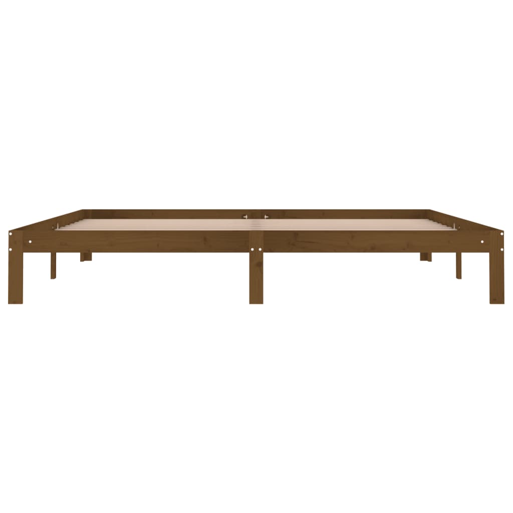 Cadre de lit sans matelas marron miel bois pin massif 200x200cm - XIOS