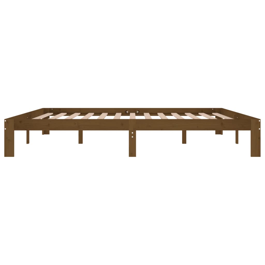 Cadre de lit sans matelas marron miel bois pin massif 200x200cm - XIOS
