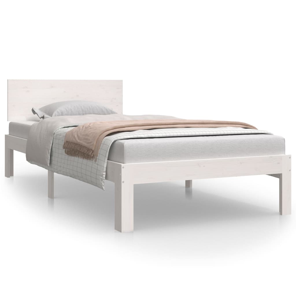 Cadre de lit sans matelas blanc bois de pin massif 90x200 cm - XIOS