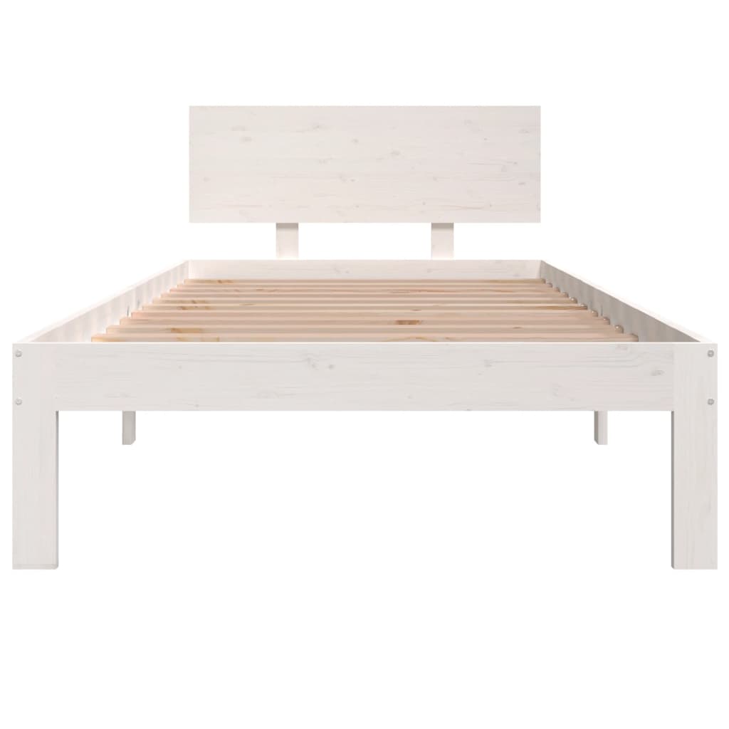 Cadre de lit sans matelas blanc bois de pin massif 90x200 cm - XIOS