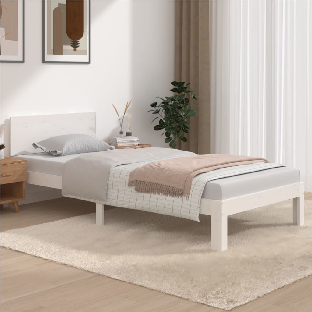 Cadre de lit sans matelas blanc bois de pin massif 90x200 cm - XIOS