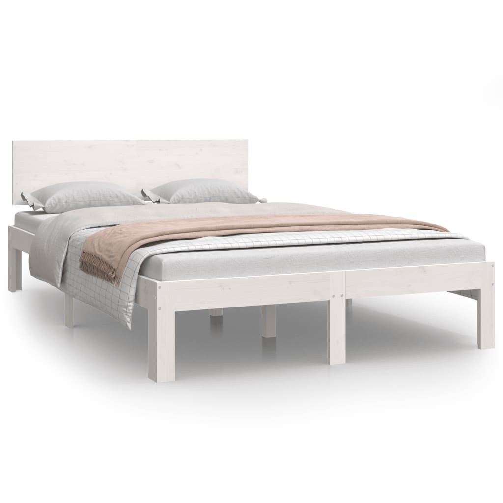Cadre de lit sans matelas blanc bois de pin massif 120x200 cm - XIOS