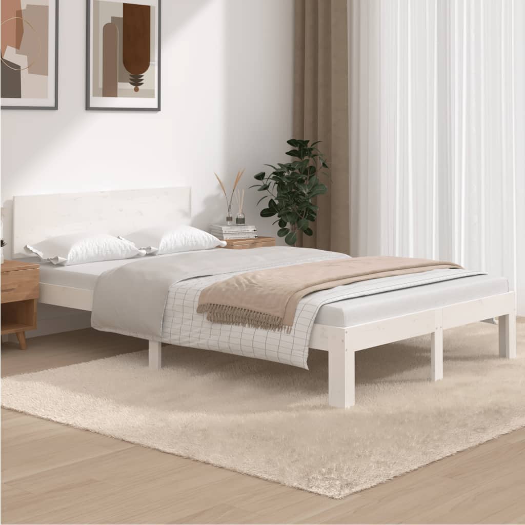 Cadre de lit sans matelas blanc bois de pin massif 120x200 cm - XIOS