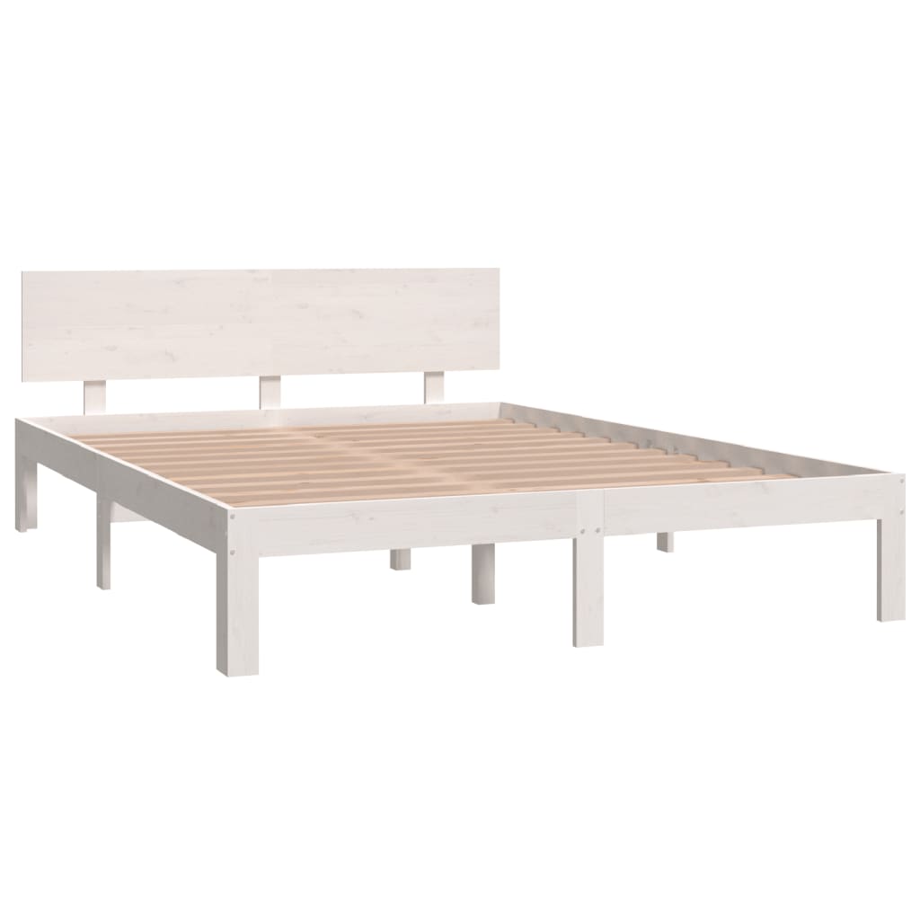 Cadre de lit sans matelas blanc bois de pin massif 140x200 cm - XIOS