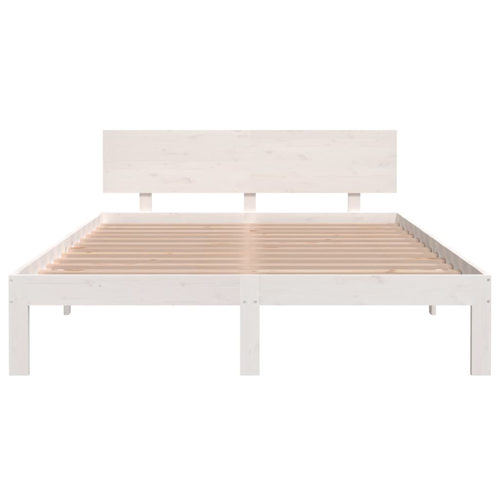Cadre de lit sans matelas blanc bois de pin massif 140x200 cm - XIOS
