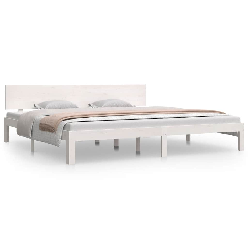 Cadre de lit sans matelas blanc bois massif de pin 200x200 cm - XIOS