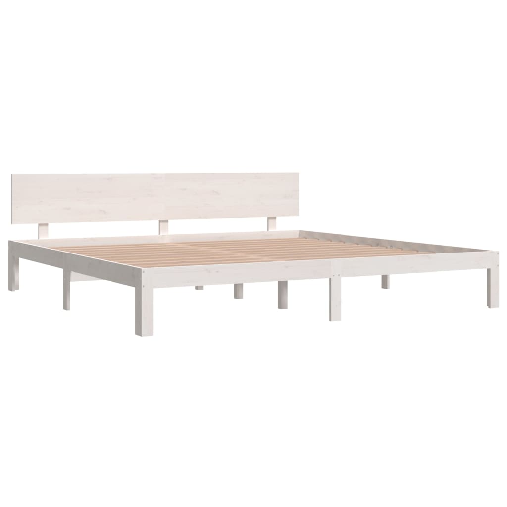 Cadre de lit sans matelas blanc bois massif de pin 200x200 cm - XIOS