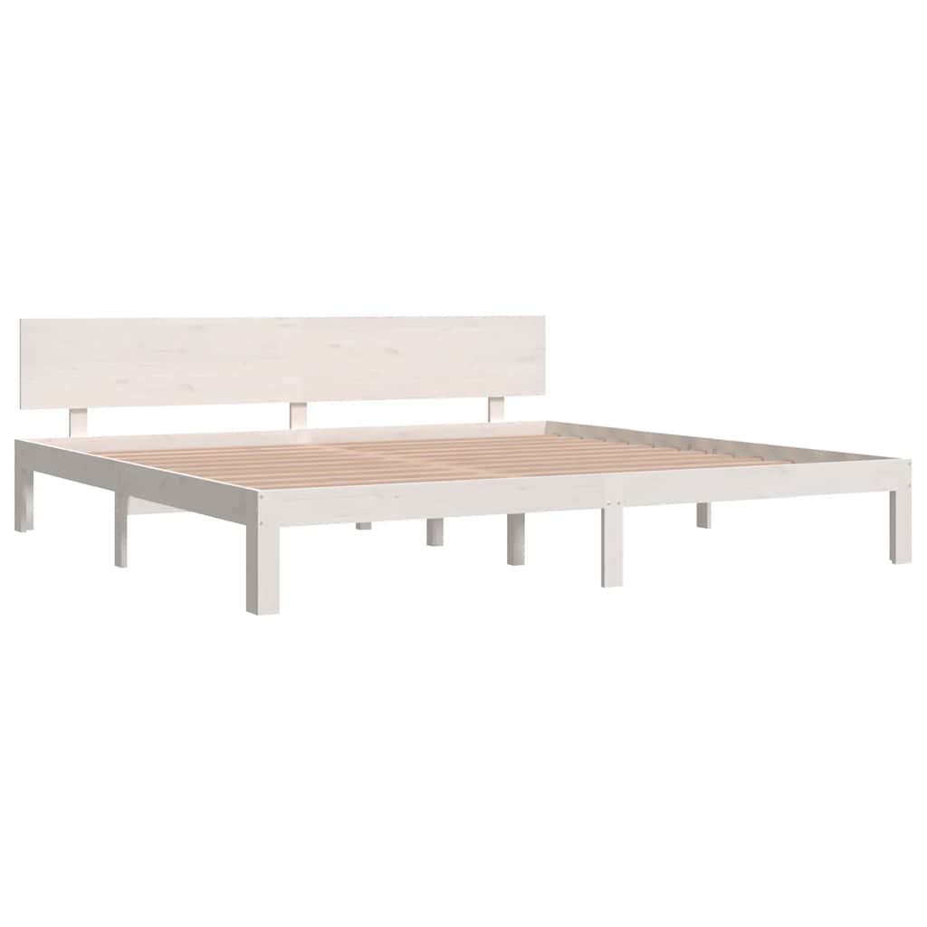 Cadre de lit sans matelas blanc bois massif de pin 200x200 cm - XIOS