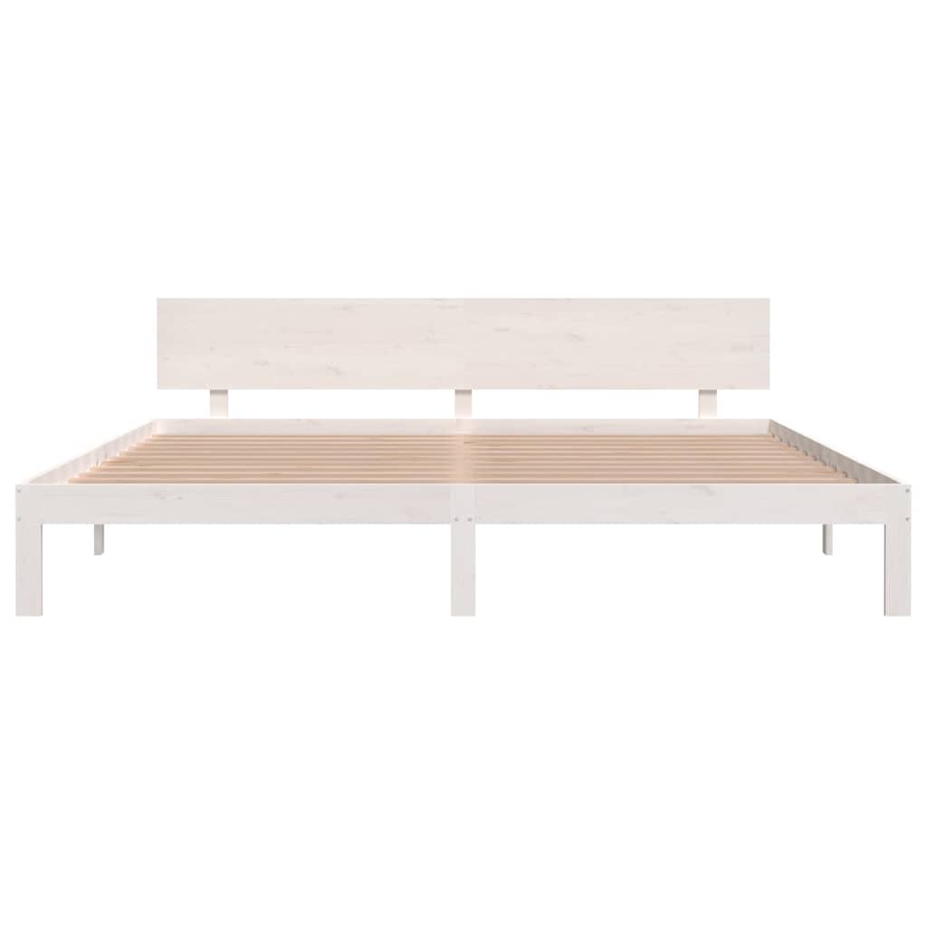 Cadre de lit sans matelas blanc bois massif de pin 200x200 cm - XIOS