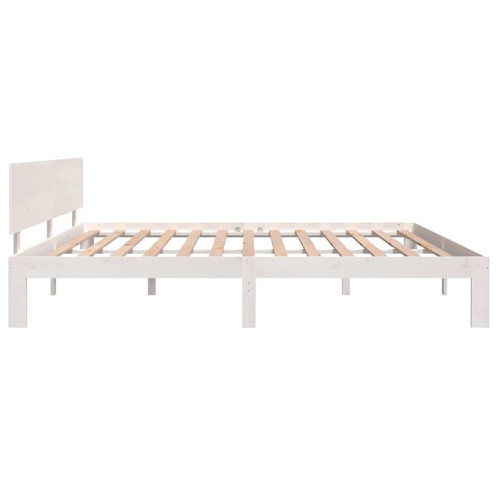 Cadre de lit sans matelas blanc bois massif de pin 200x200 cm - XIOS