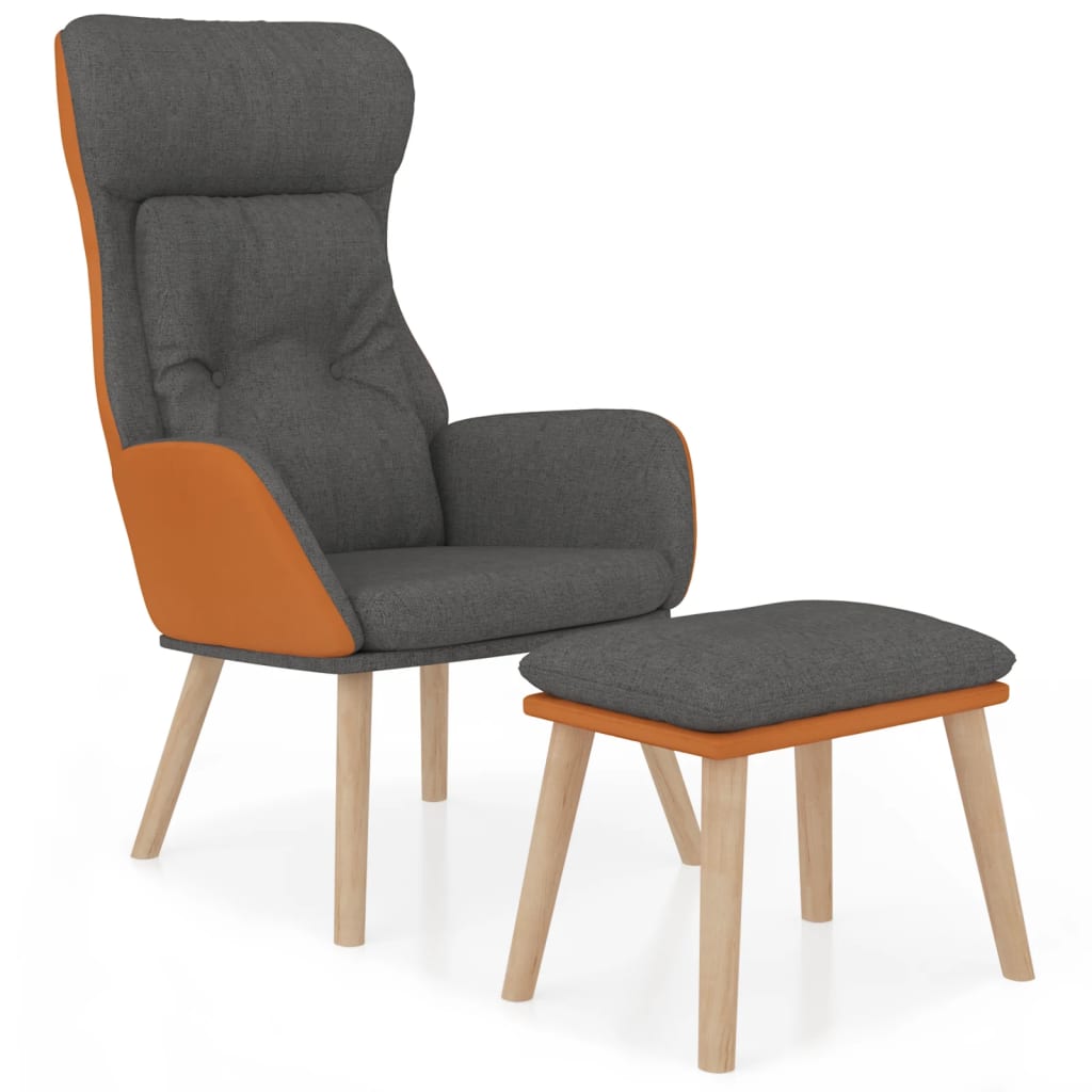 Chaise de relaxation repose-pied Gris foncé Similicuir et tissu - XIOS