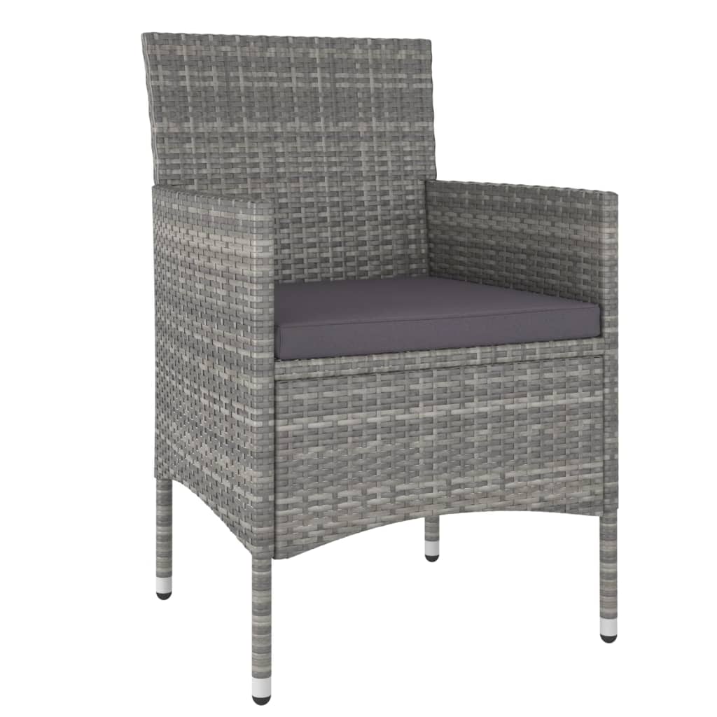 Ensemble à manger de jardin 3 pcs Résine tressée Gris