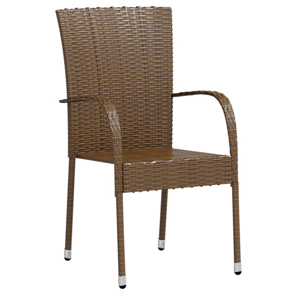 Ensemble à manger de jardin 3pcs Résine tressée Marron