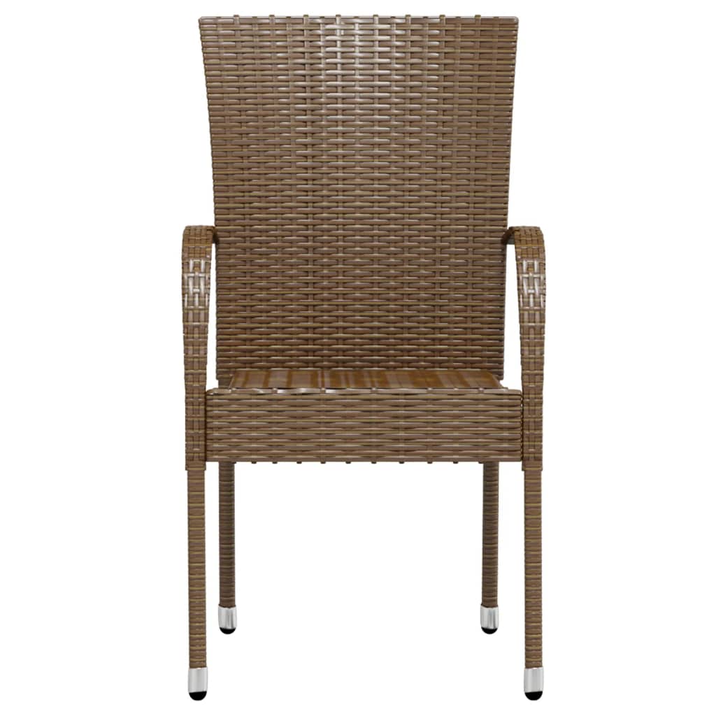 Ensemble à manger de jardin 3pcs Résine tressée Marron