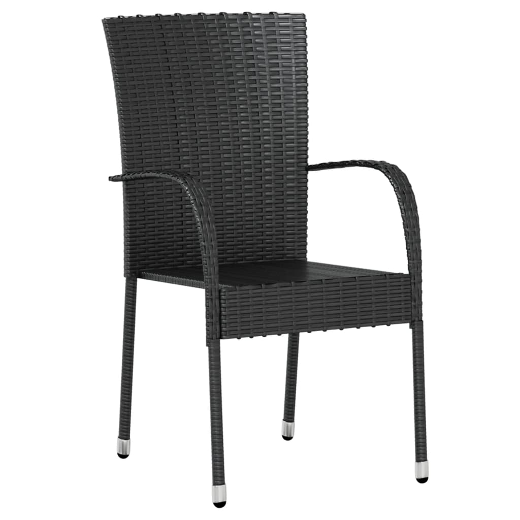 Ensemble à manger de jardin 3 pcs Résine tressée Noir
