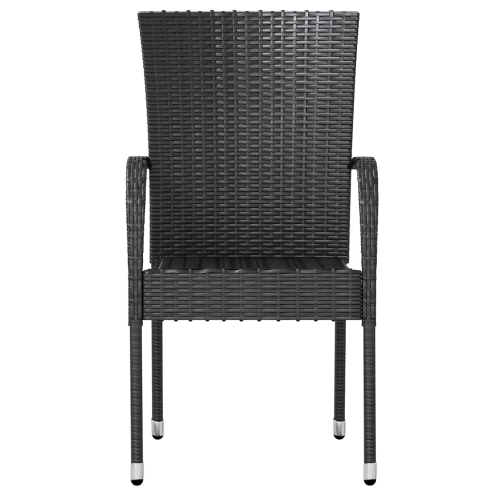 Ensemble à manger de jardin 3 pcs Résine tressée Noir