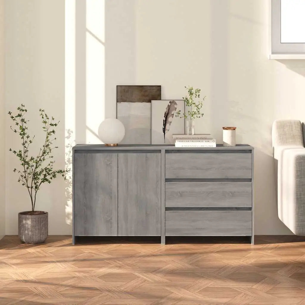 Buffets 2 pcs Sonoma gris Bois d’ingénierie - XIOS