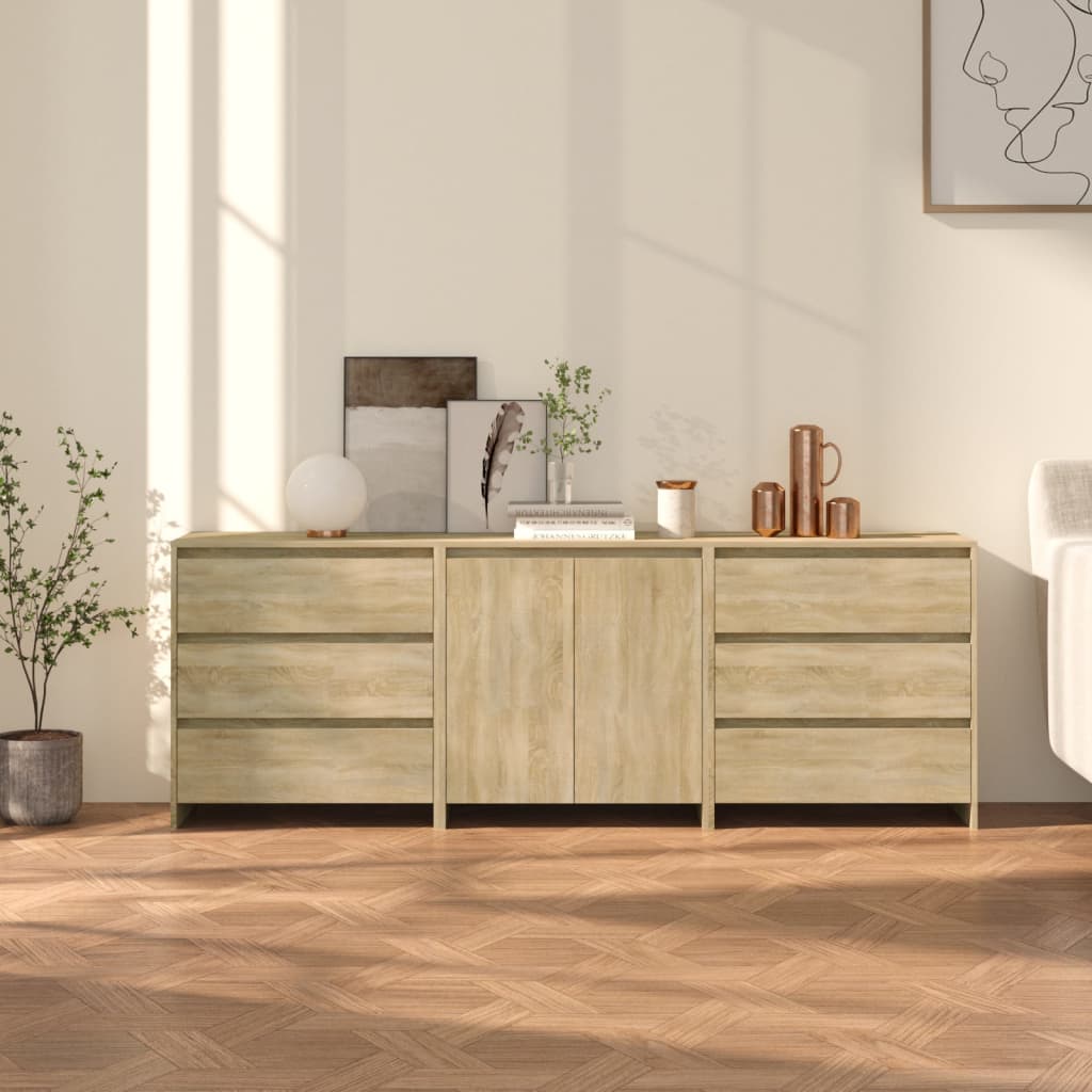 Buffets 3 pcs Chêne sonoma Bois d'ingénierie - XIOS