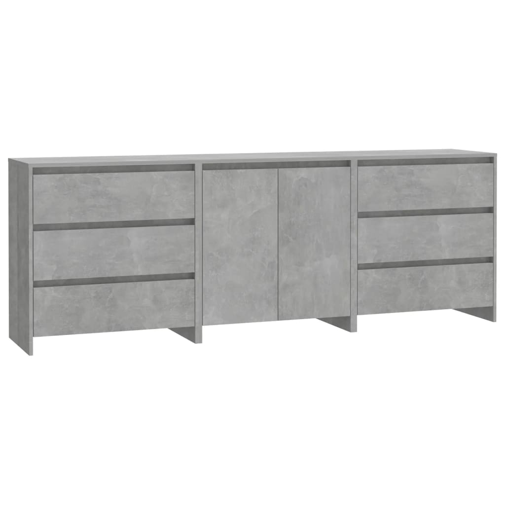 Buffets 3 pcs Gris béton Bois d'ingénierie - XIOS