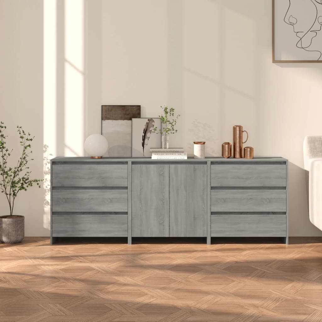 Buffets 3 pcs Sonoma gris Bois d'ingénierie - XIOS