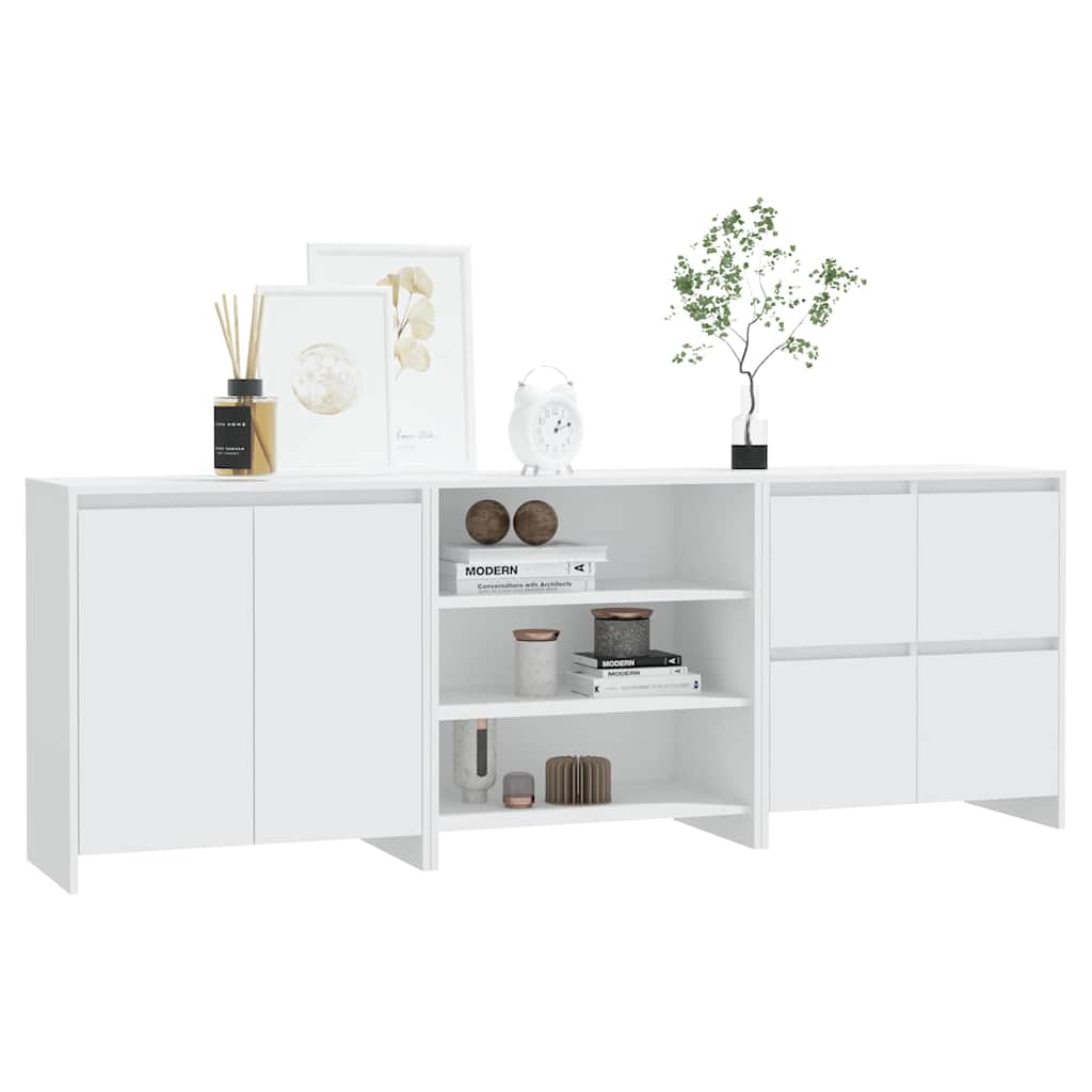 Buffets 3 pcs Blanc Bois d'ingénierie