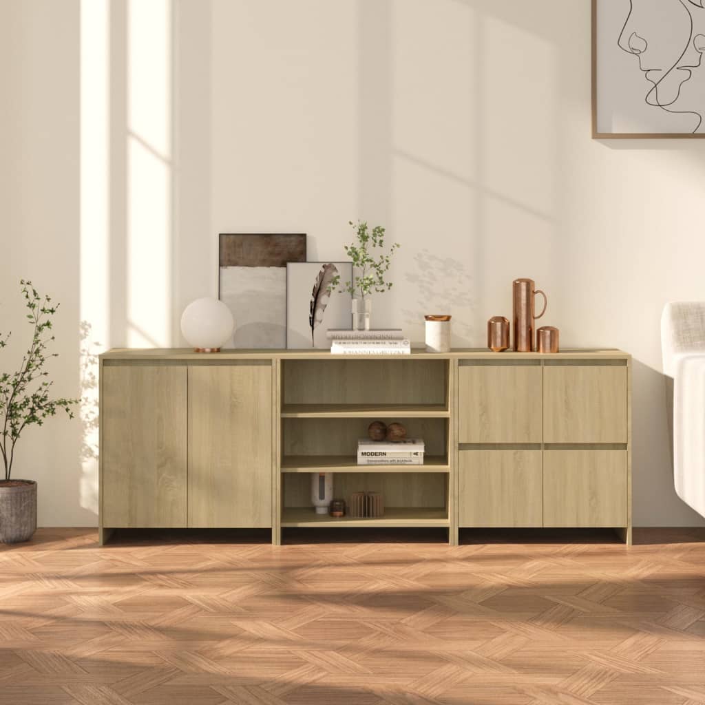 Buffets 3 pcs Chêne sonoma Bois d'ingénierie - XIOS