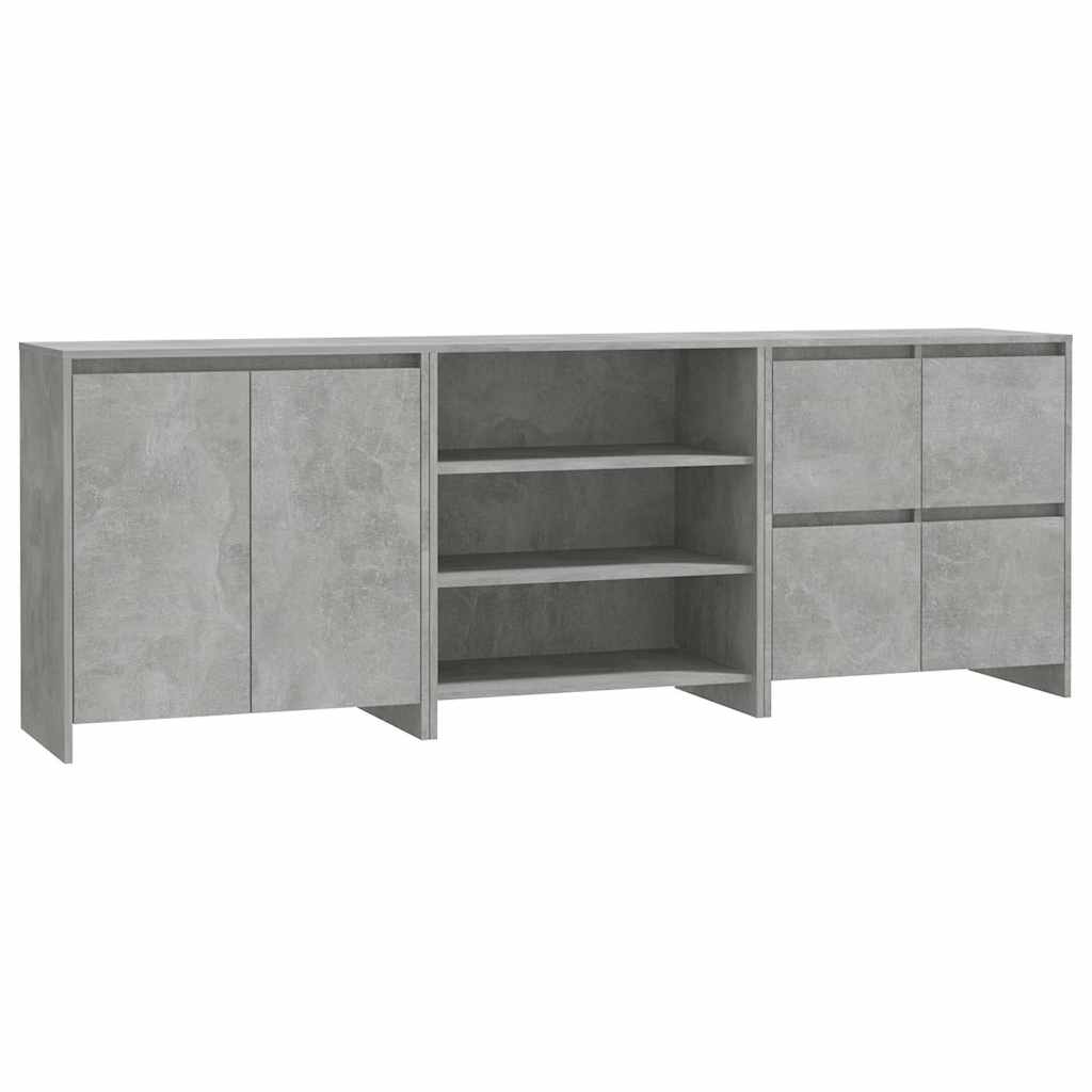 Buffets 3 pcs Gris béton Bois d'ingénierie