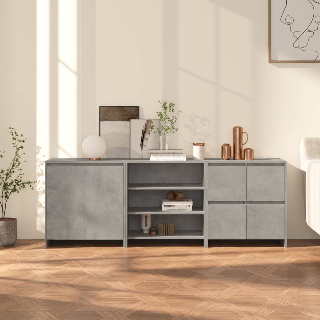 Buffets 3 pcs Gris béton Bois d'ingénierie - XIOS
