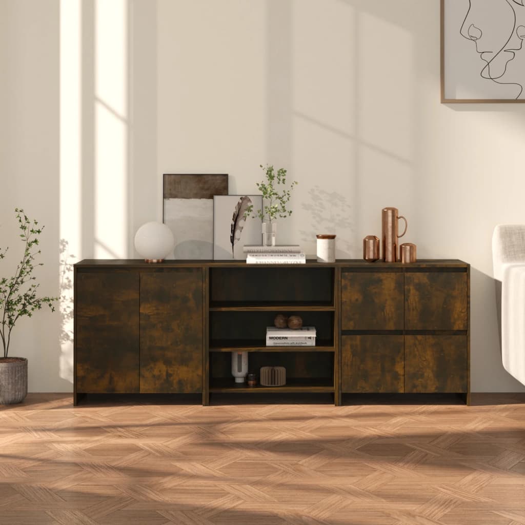 Buffets 3 pcs Chêne fumé Bois d'ingénierie - XIOS